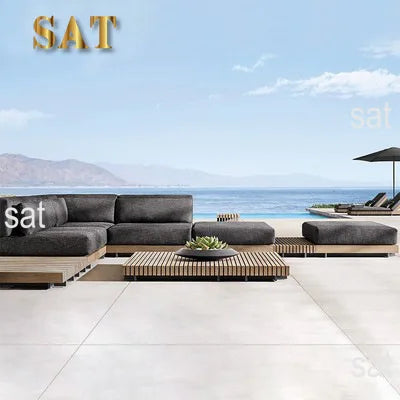 #Luxury Waterproof Modern Garden Furniture Set Rattan Rope Wicker Fire Pit Patio Couch Sectional Teak Wood