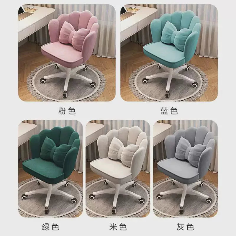 Rotating Makeup Stool for Girls Soft Comfortable Backrest Vanity Chair with Petal Design Home Dressing Table Stool Vanity Chairs