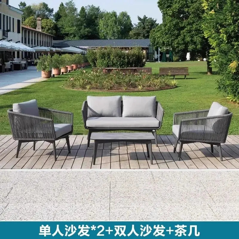 Outdoor Nordic Garden Sofas Hotel Balcony Combination Modern Garden Sofas Terrace Metal Furniture Divano Di Giardino MHHYSF
