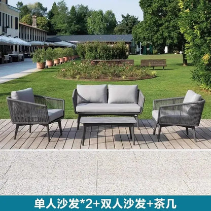 Outdoor Nordic Garden Sofas Hotel Balcony Combination Modern Garden Sofas Terrace Metal Furniture Divano Di Giardino MHHYSF