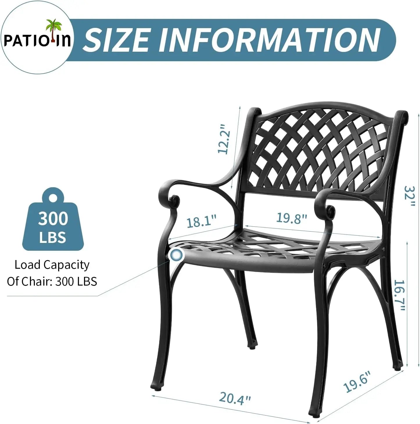 2 Piece Outdoor Cast Aluminum Dinning Chairs, Patio Bistro Chair Set with Armrests, Patio Dinning Chairs