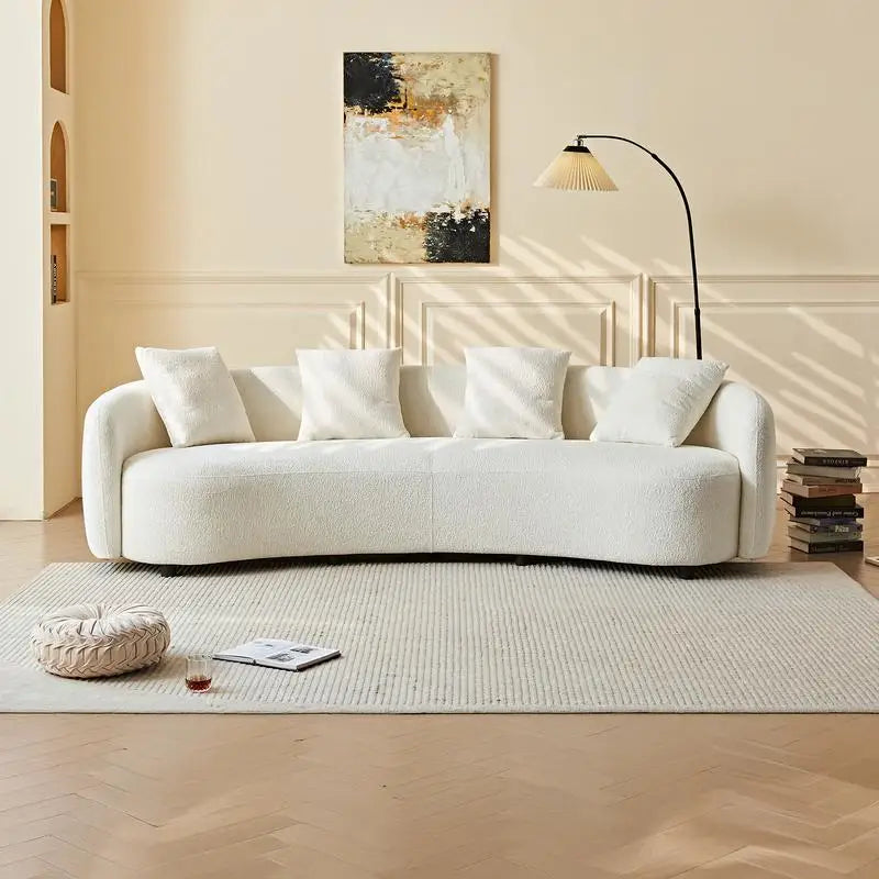 Mid-Century Modern Curved Velvet Sofa, 101