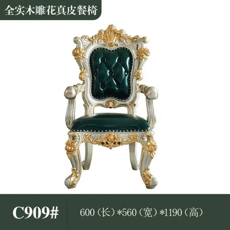 CL combination dining table and chairs all solid wood flower dining table villa restaurant household rectangular dining table