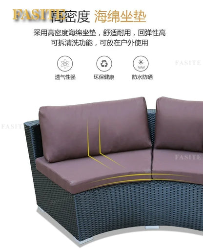 Outdoor circular rattan combination hotel curved living room sofa