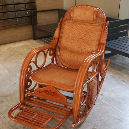 Manufacturers supply adult bedrooms, elderly rocking chairs, real rattan leisure balcony recliners