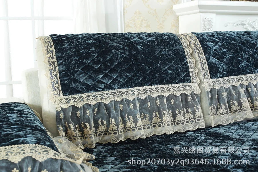 New Model European-style Thick Diamond Velvet Sofa Cover Four Season Universal Anti Slip And Dustproof Solid Color Sofa Cushion