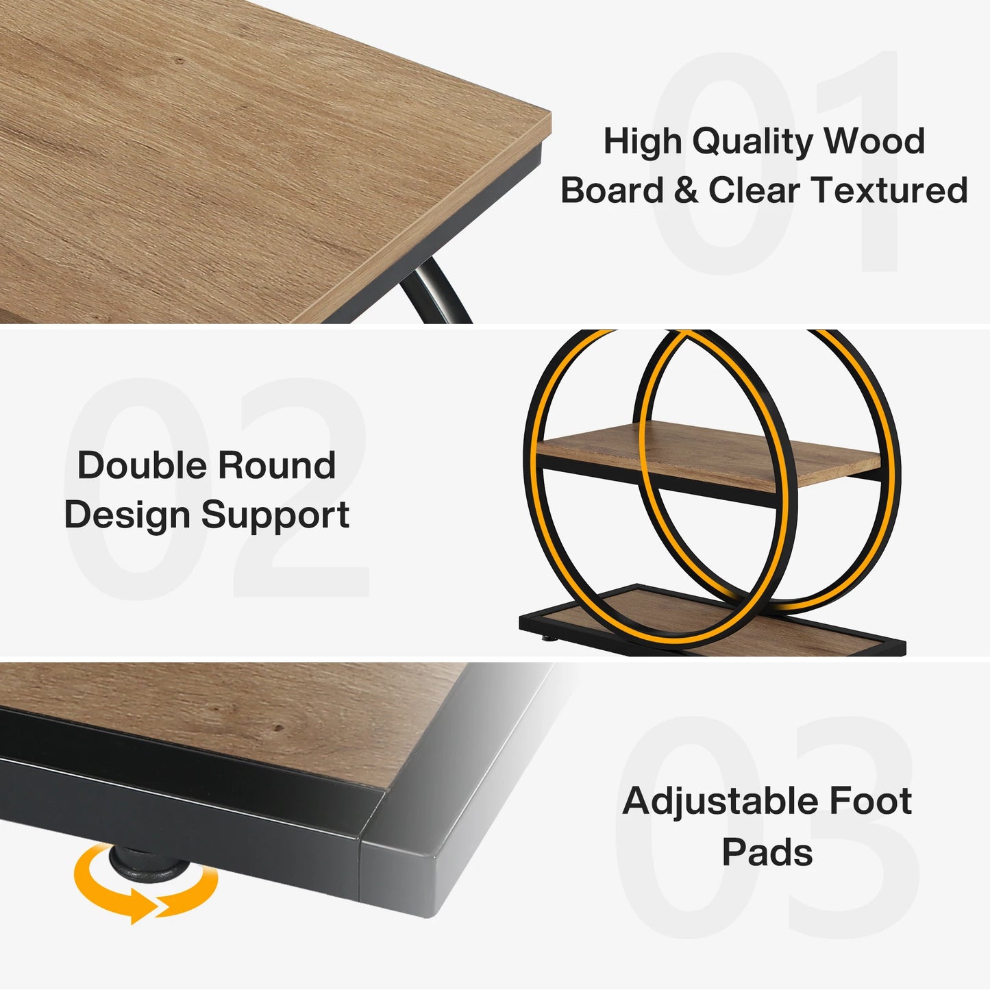 Tribesigns End Table, Narrow End Table with 3 Storage Shelves, Wood Side Table with Black Metal Frames, Industrial Sofa table