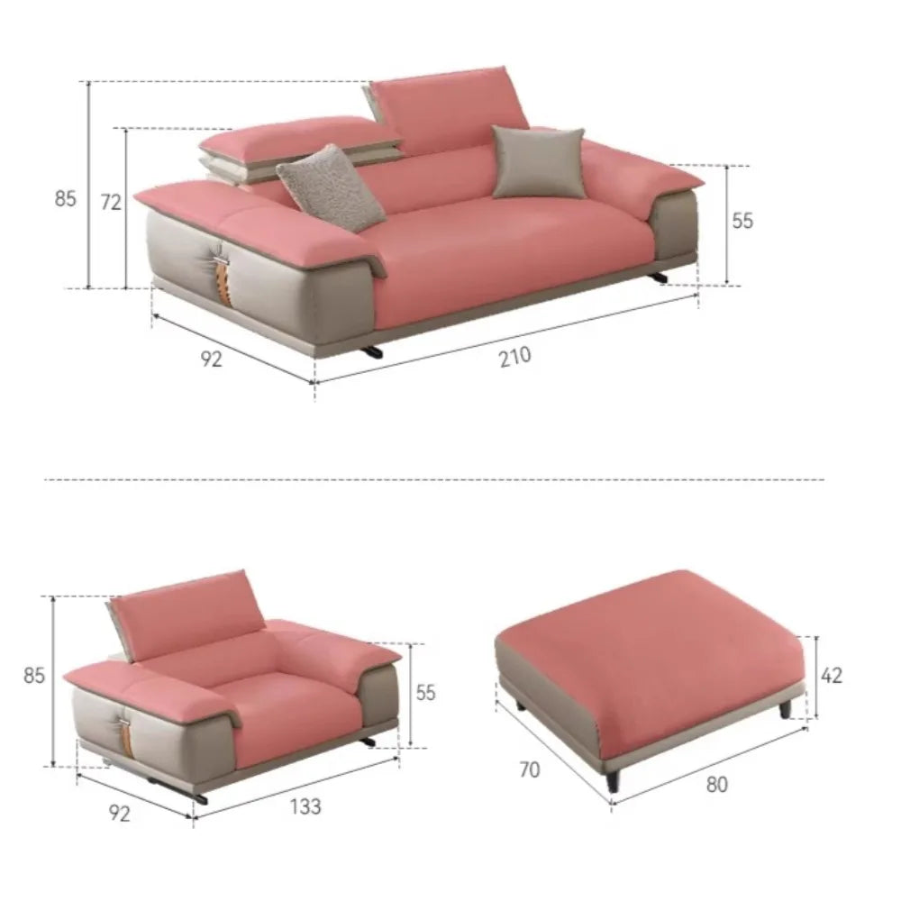 Genuine Leather Italian Living Room Sofa Luxury Lounge Designer Minimalist Sofas Modern Family Muebles Furniture Decoration