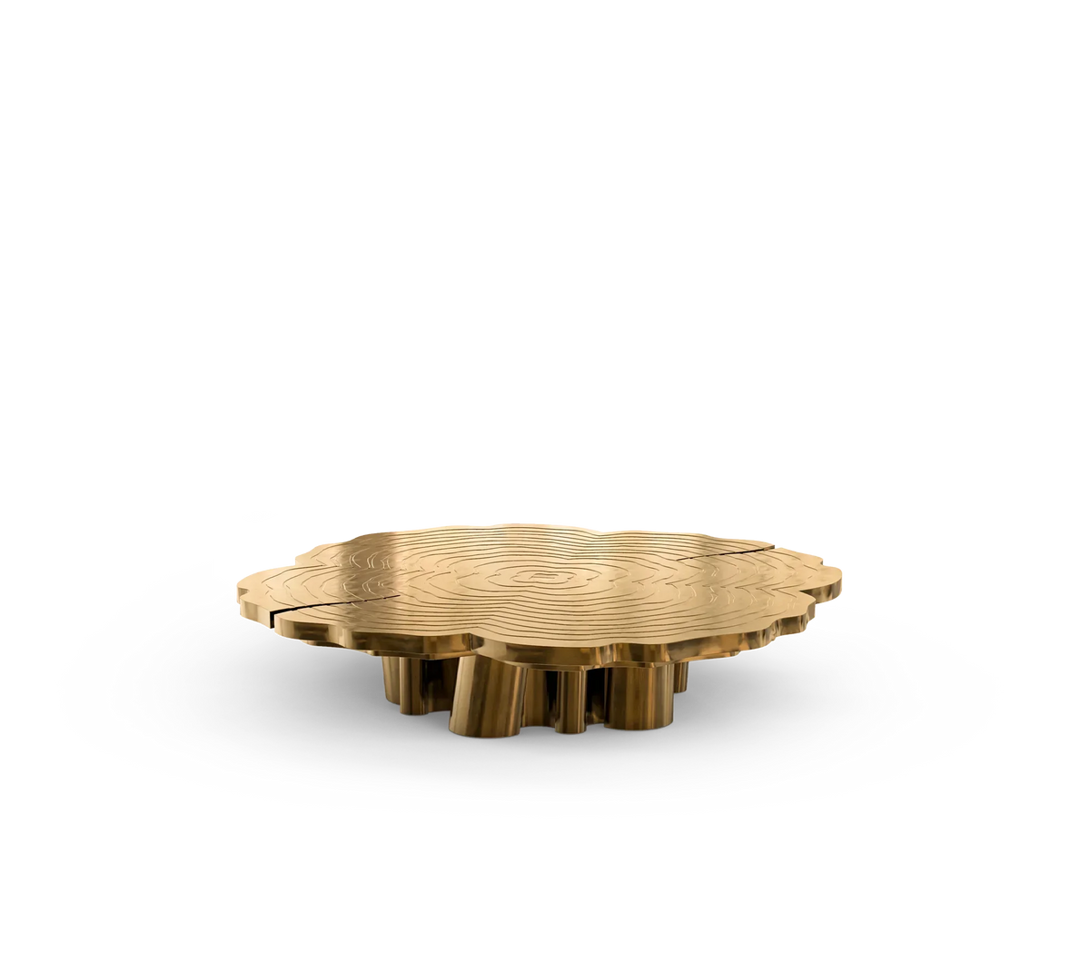 Italian light luxury round coffee table high-end villa living room stainless steel heterosexual etching
