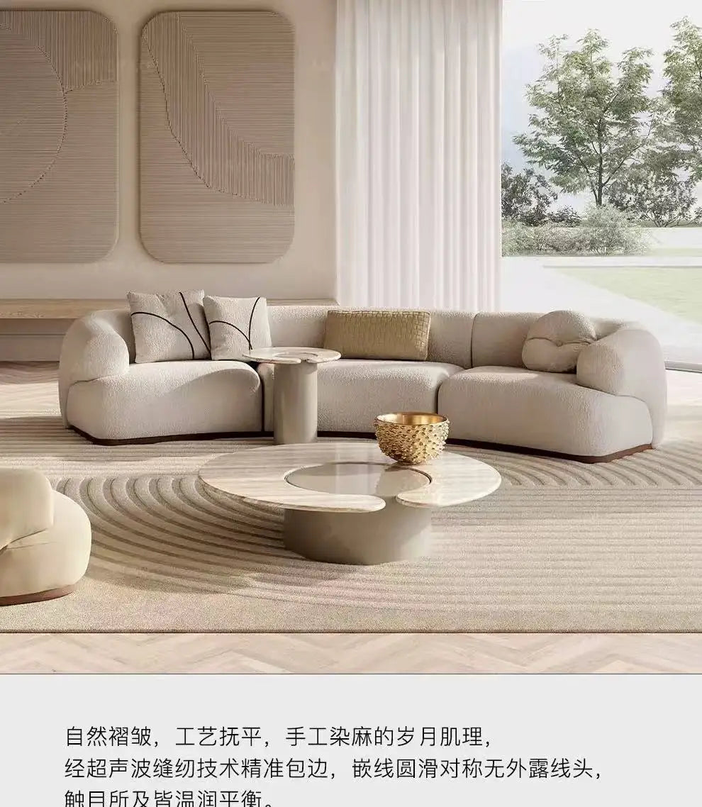 A38 Living room Italian minimalist light luxury fabric sofa cream style special-shaped, soft decoration, exhibition hall sofa gr