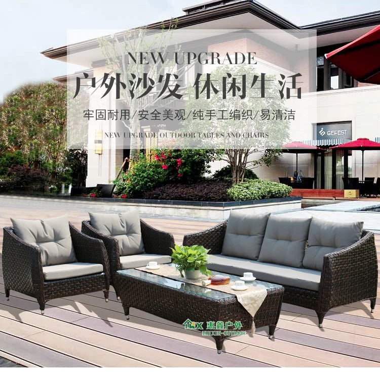 Leisure Courtyard Garden Sofas Outdoor Simple Homestay Coffee Table Garden Sofa Terrace Pe Rattan Furniture Sofá Exterior MHHYSF