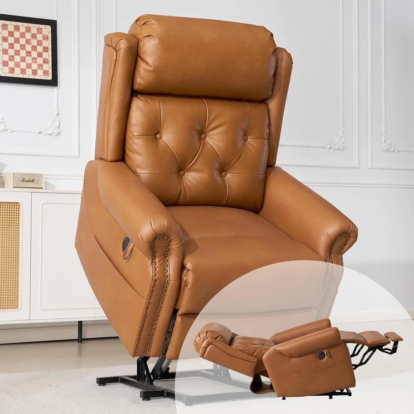 Power Lift Recliner Chair for Elderly - Lay Flat Electric Lift Chair with Adjustable Headrest, Dual Heating & Massage