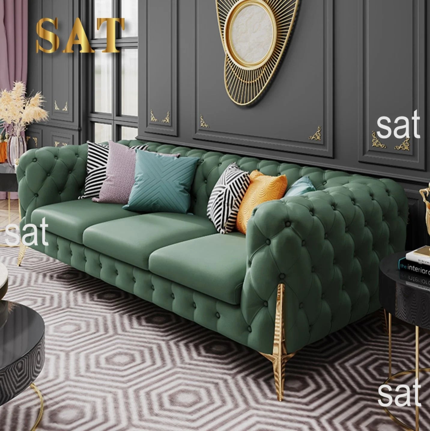 leather sofa setLight luxury sofa combination high-end living room furniture  Italian stainless steel modern art