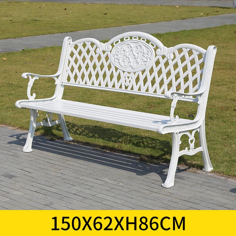 150CM Cast Aluminum Outdoor Bench Chair Patio Bench Metal Benches Park Bench for Garden Outdoor Patio Leisure