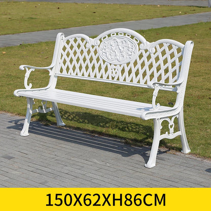 Cast Aluminum Bench Modern 150cm Outdoor Bench Chair Leisure Patio Bench Metal Benches Park Bench for Garden Outdoor Patio