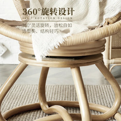Nordic rattan swivel chair modern simple casual rattan natural rattan homestay balcony sofa  lazy bamboo