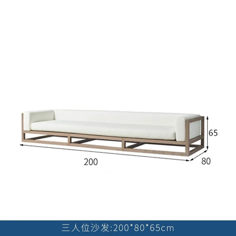 Villa courtyard sofa combination leisure hotel terrace waterproof sunscreen sofa outdoor terrace wood grain lacquer sofa