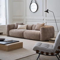 Large Retro Lounge Lazy Sofa Modern Chenille Apartment Living Room Cream Tofu Blocks Style Fabric Armchairs Home Furniture