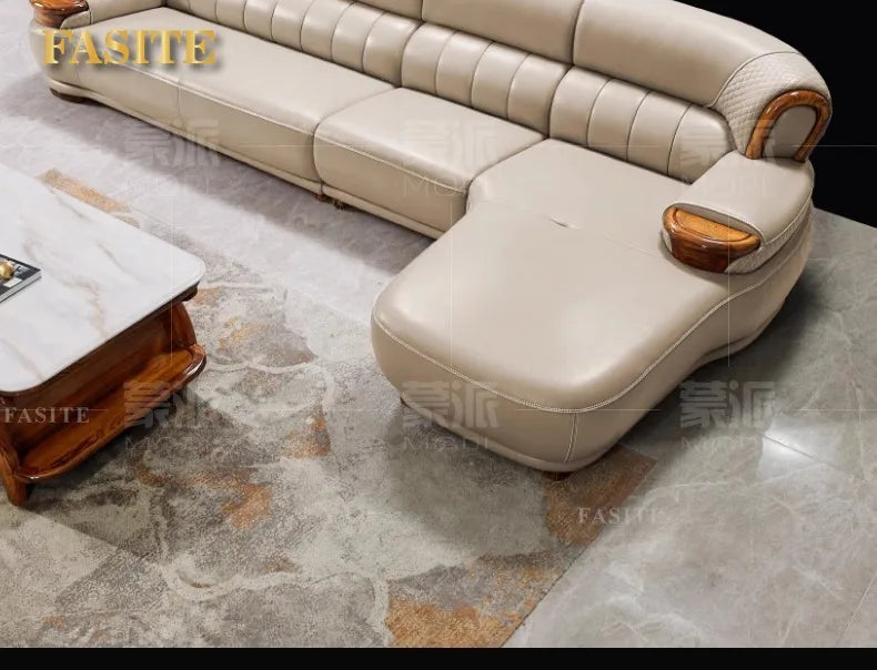 New Chinese ebony leather modern high-end living room home sofa furniture