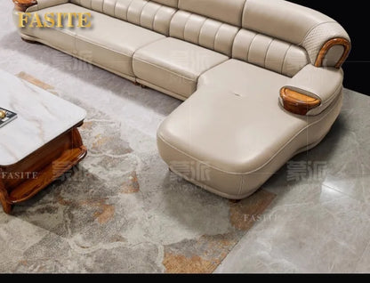 New Chinese ebony leather modern high-end living room home sofa furniture