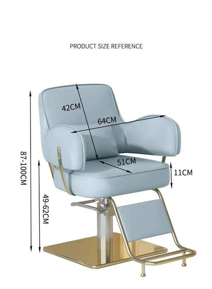 Round Chair Professional Barber Chairs Mirror Hair Salon Women's Beauty Men's Shaving Rotating Ergonomic Wheels Reclining Silla
