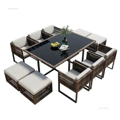 Terrace Garden Rattan Outdoor Chair Leisure Tea Table Patio Outdoor Furniture Set Outdoor Table and Chairs Garden Furniture Sets