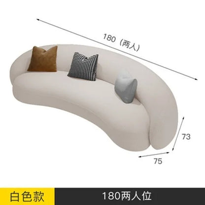 Light luxury small apartment curved lambswool sofa simple home living room fabric sofa beauty salon reception sofa chair