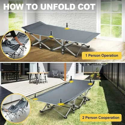 75-Inch Heavy Duty Folding Camping Cot - 600LBS Capacity, Detachable Mattress, Portable for Camping/Guest Bed
