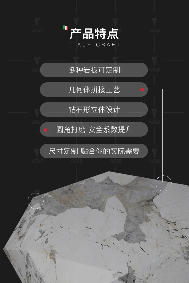 Living room creative water chestnut rock slab coffee table luxury tea table Nordic modern simple diamond rock slab coffee table