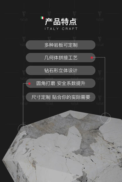 Living room creative water chestnut rock slab coffee table luxury tea table Nordic modern simple diamond rock slab coffee table