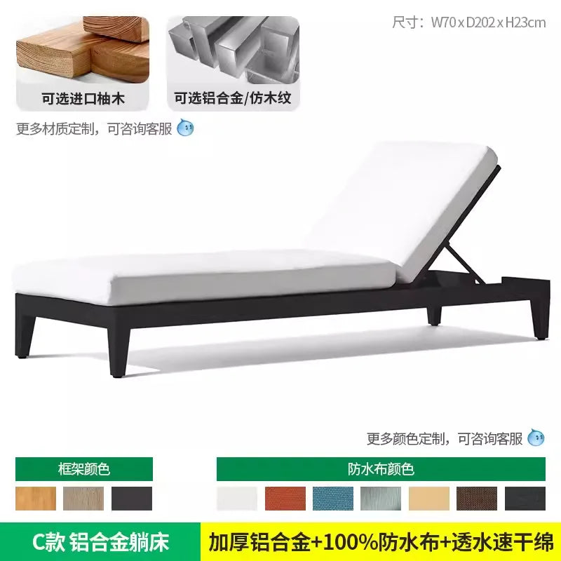 YFY Outdoor Recliner Villa Courtyard Waterproof Sunproof Hotel Resort Pool Outdoor Terrace Anti-corrosion Wood Reclining Bed