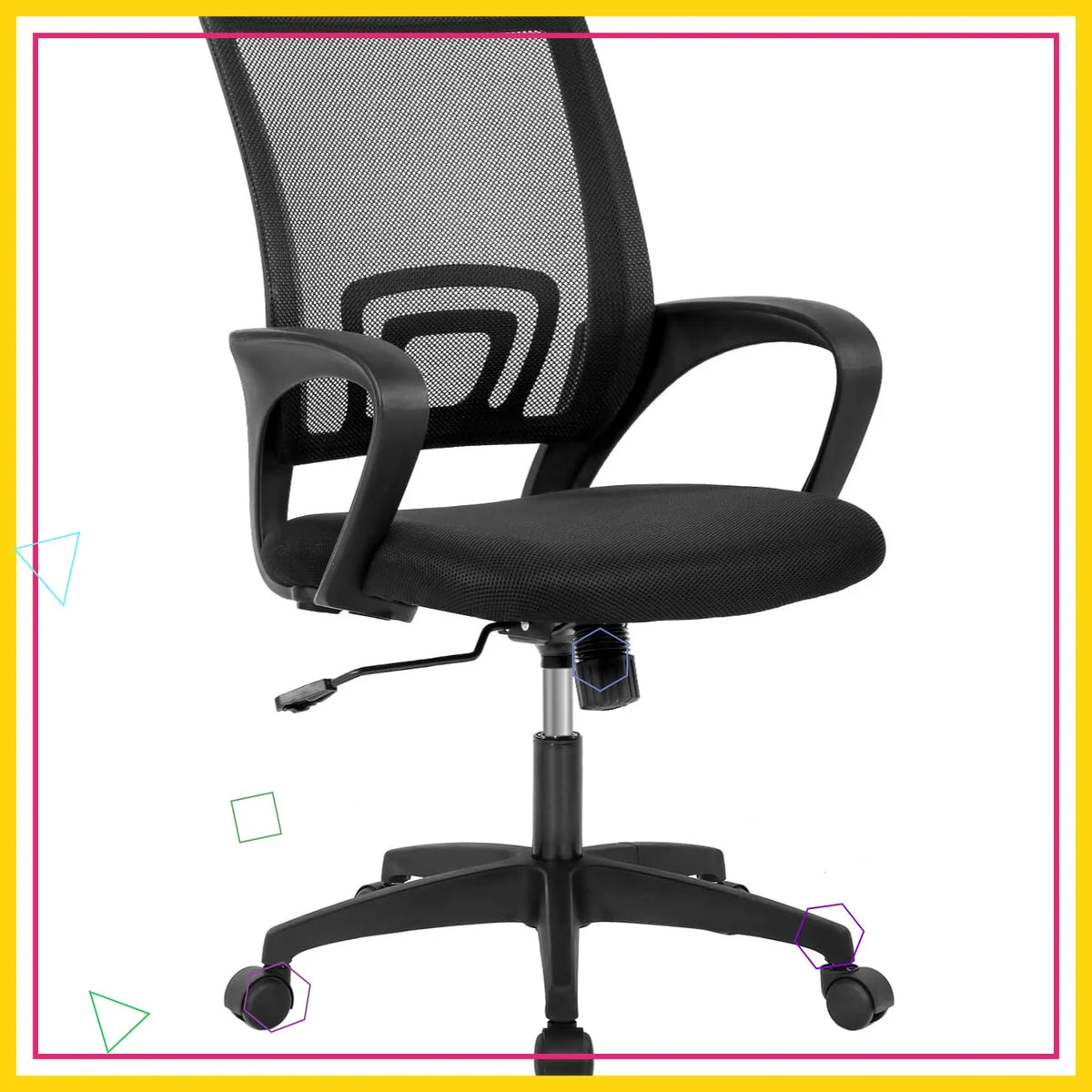 Ergonomic Mesh Office Chair with Lumbar Support, Adjustable Height and Armrests, Comfortable for Home Office Use