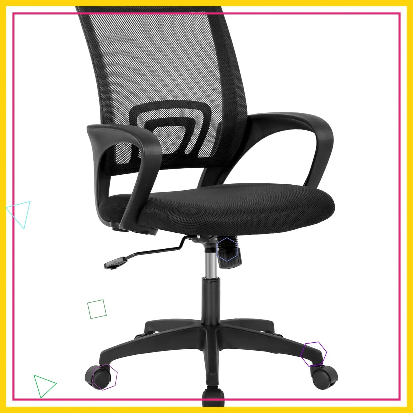 Ergonomic Mesh Office Chair with Lumbar Support, Adjustable Height and Armrests, Comfortable for Home Office Use