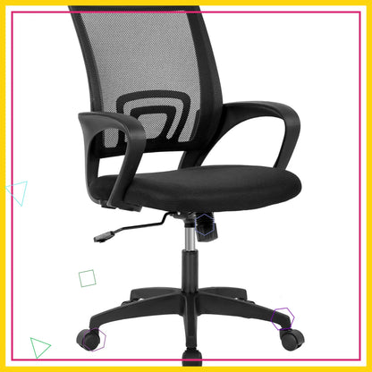 Ergonomic Mesh Office Chair with Lumbar Support, Adjustable Height and Armrests, Comfortable for Home Office Use