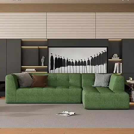 #For L-Shaped Modular Sectional Sofa, 3-Seater Comfy Cloud Couch with Ottoman/Chaise & 5 Pillows for Living Room Bedroom&