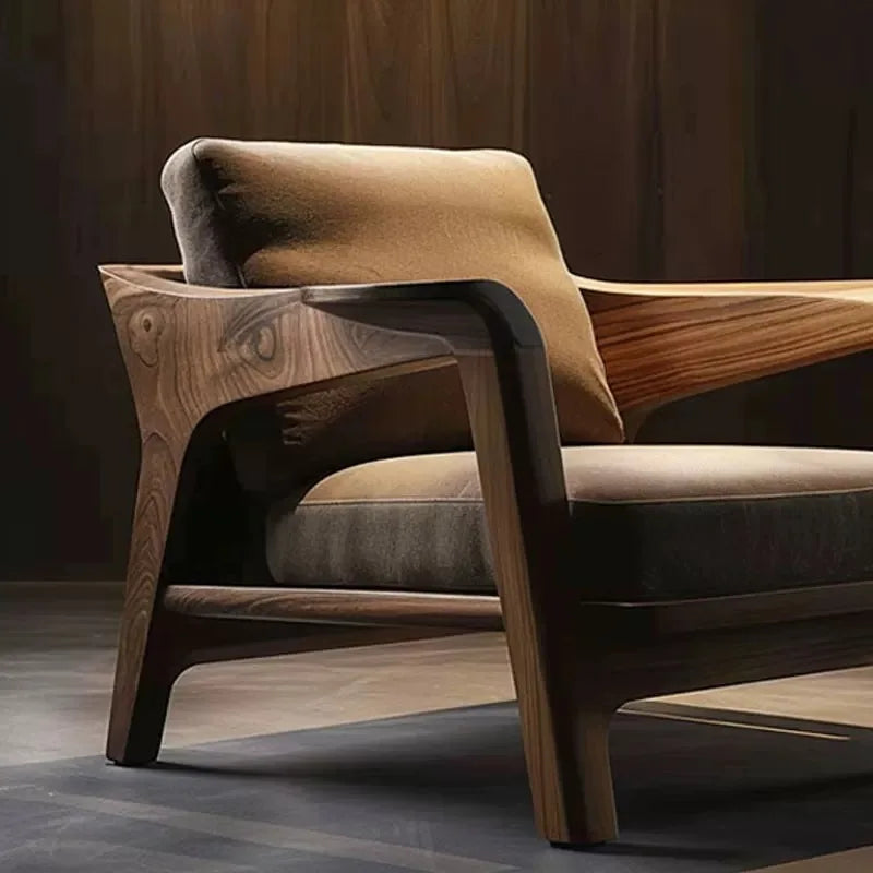 Designer's new black walnut ash wood single leisure sofa home sofa chair