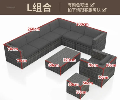 Luxury Terrace Courtyard Garden Furniture Outdoor Garden Sofa Combination Outdoor Waterproof Sun Protection Leisure Sofa Chair N