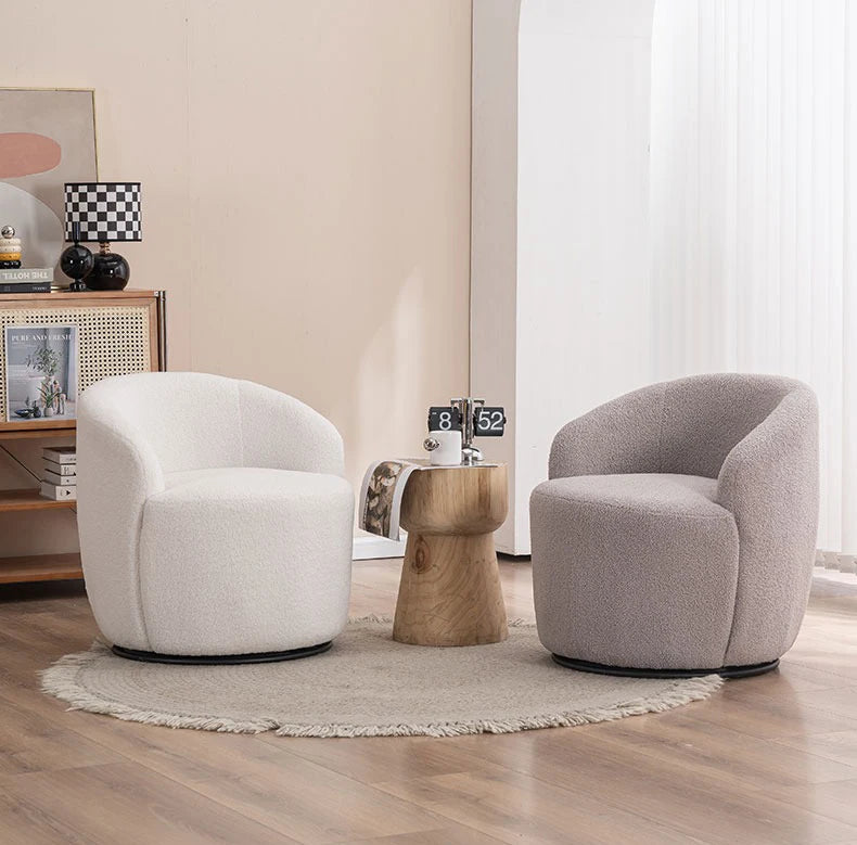 Best-Selling Modern Light Luxury Fabric Single Leisure Chair Cream Bedroom Makeup Stool Lamb Fleece Single Swivel Sofa Chair