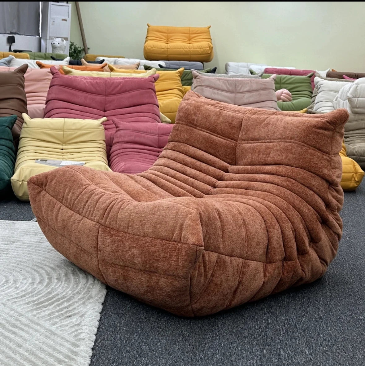 Lazy sofa, togo caterpillar sofa, light luxury, simple Internet celebrity creative chair, suede freehand space recliner