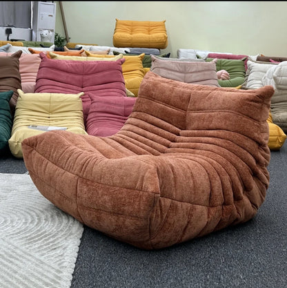 Lazy sofa, togo caterpillar sofa, light luxury, simple Internet celebrity creative chair, suede freehand space recliner
