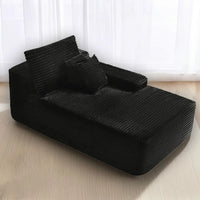 Oversized Chaise Lounge Chair Indoor, Black Corduroy Boneless Sofa Bed, Comfy Cloud Couch Sectional Couches for Living Room, Be