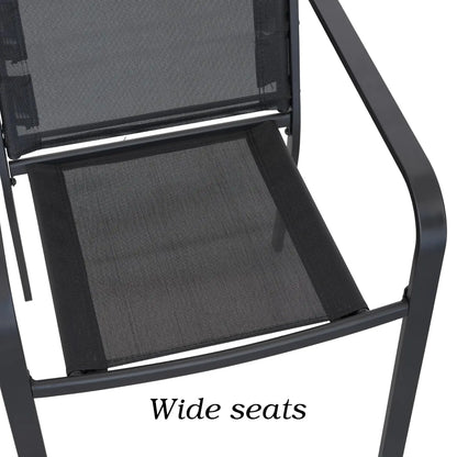 Patio Dining Chairs Set of 6, Outdoor Stackable Dining Furniture Set, All Weather Dining Set for Lawn, Garden, Backyard, Poolsid