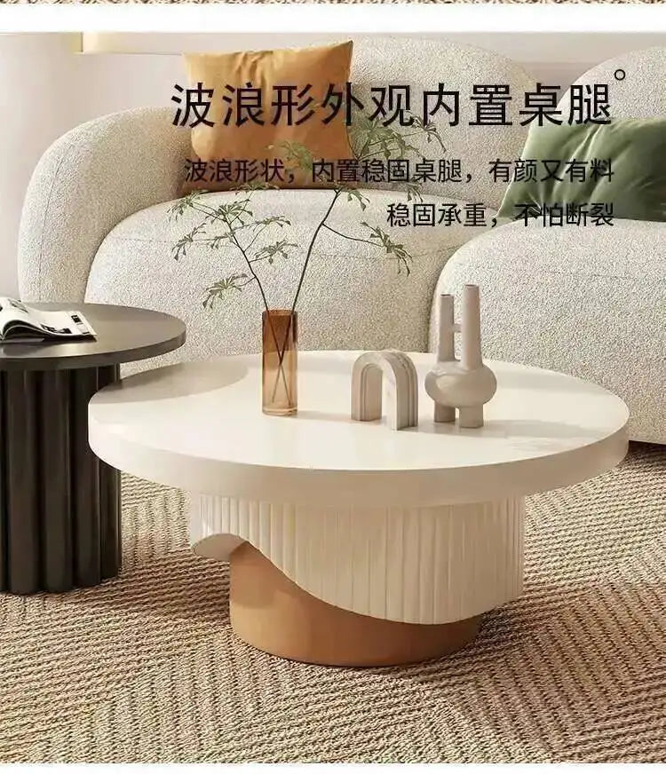 Table basse ronde de luxe, esthétique moderne, pour salon, table basse unique, glamour, minimaliste, meubles