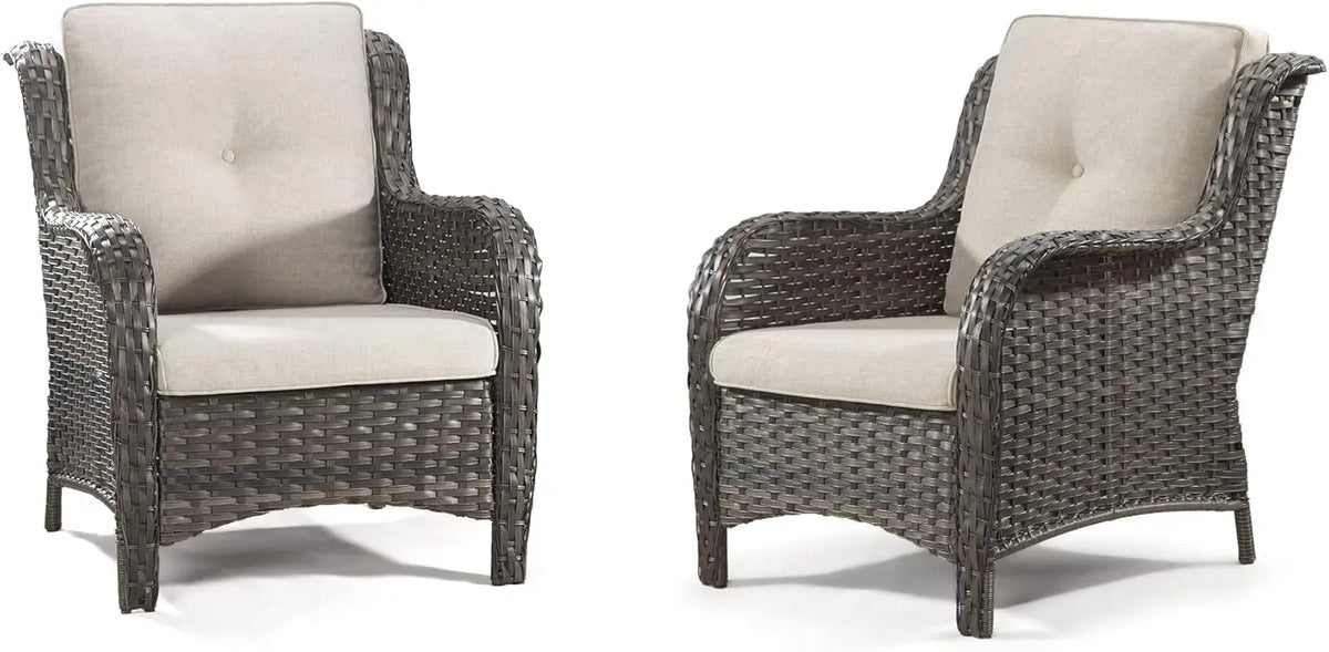 Outdoor Wicker Chair Rattan Patio Dining Chairs PE Wicker Patio Chairs with Seat Cushions