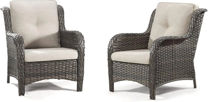 Outdoor Wicker Chair Rattan Patio Dining Chairs PE Wicker Patio Chairs with Seat Cushions