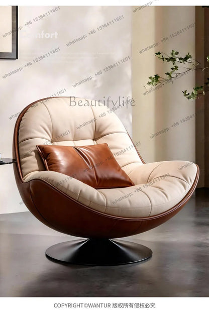 Italian minimalist lazy sofa chair bedroom modern simple light luxury single swivel chair for home use