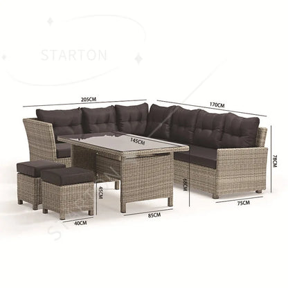 Modern Waterproof Aluminum Alloy Garden Wicker Patio Sofa Set Outdoor Rattan Furniture for Terrace Hotel & Living Room