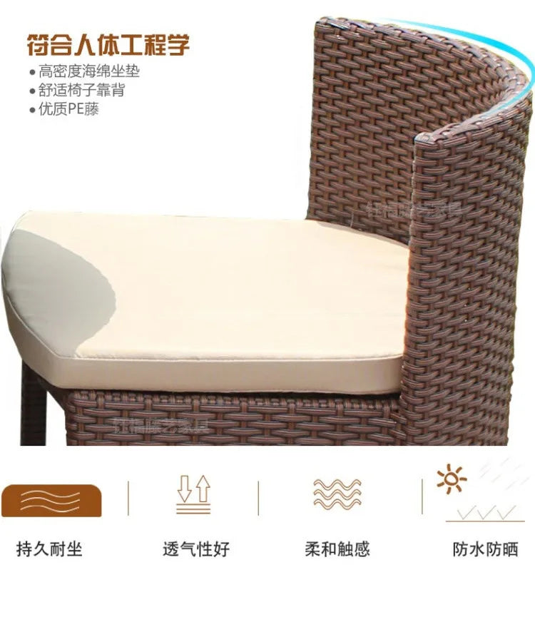 Outdoor rattan chair table and chair three-piece balcony garden creative simple rattan leisure table and chair combination