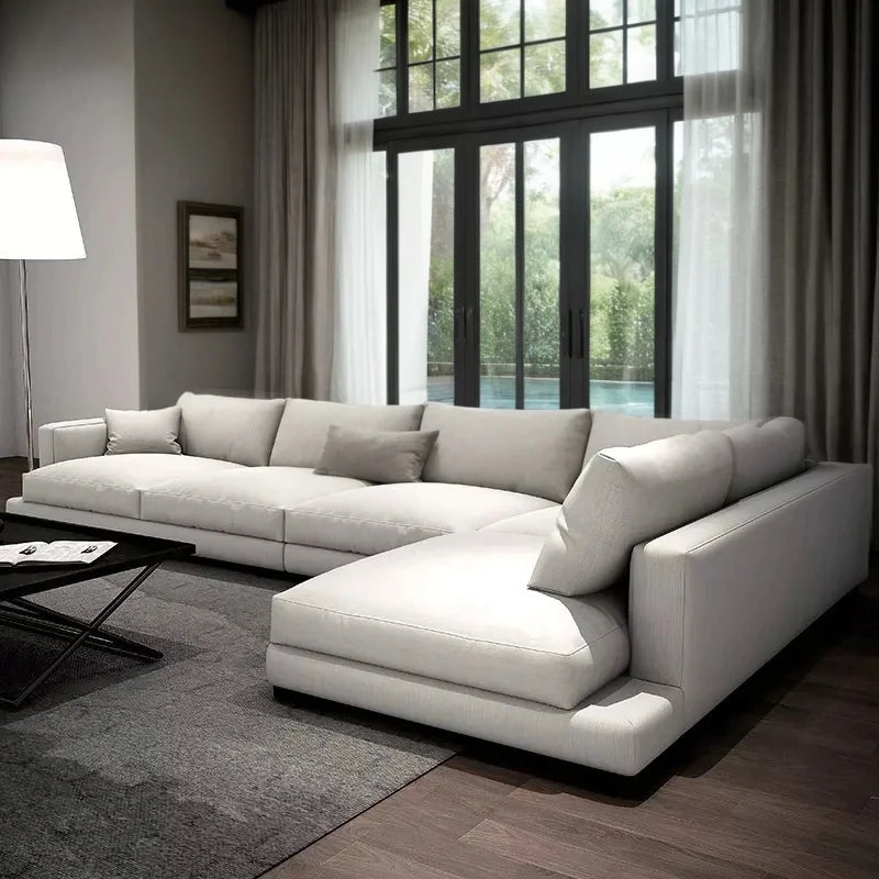 #@ Nordic Modern Luxury Minimalist Fabric Sofas Set Home Living Room Furniture Corner L Shaped Sectional Chaise Lounge Sofa
