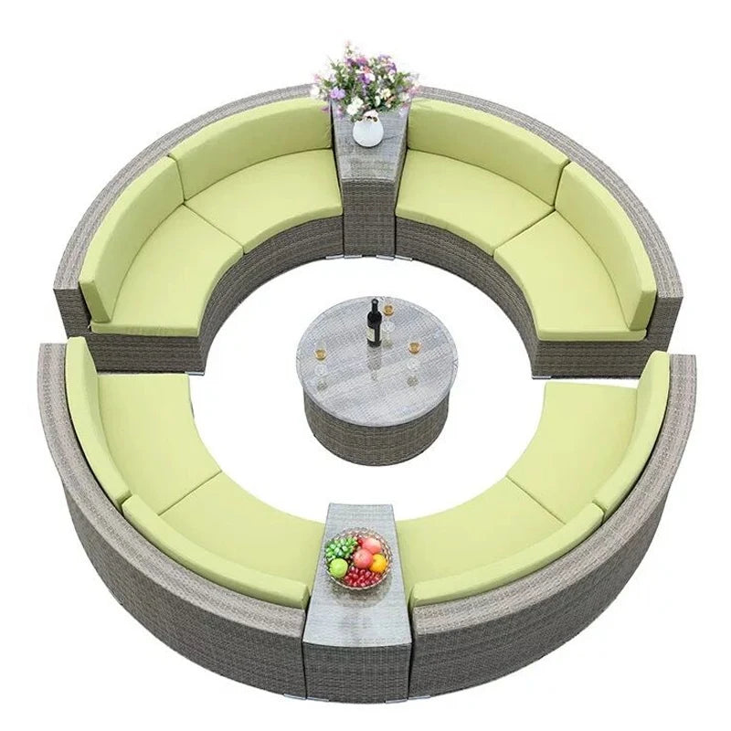 Outdoor round rattan sofa combination curved living room sofa
